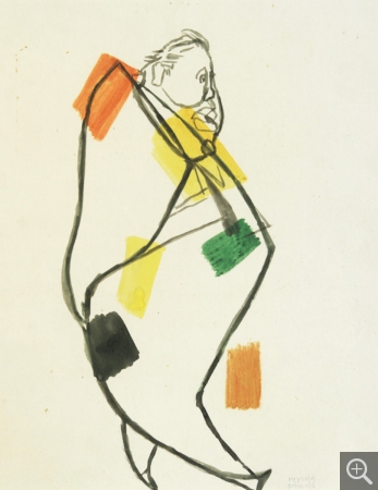 Reynold ARNOULD (1919-1980), Sans titre (Charles Laughton marchant), 1951, lavis et encres de couleur, 47 x 36 cm. Ancienne collection Camille Renault. Collection Rot-Vatin. © cliché S. Nagy