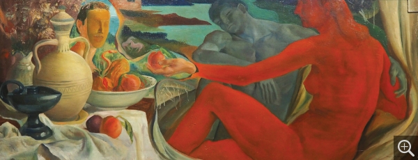 Reynold ARNOULD (1919-1980), Sans titre, 1942, huile sur contreplaqué, 52,5 x 133 cm. Aix-en-Provence, courtesy Galerie des trois ormeaux