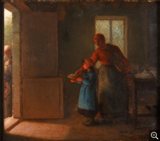 Jean-François MILLET (1814-1875), La Charité, 1858-1859, huile sur bois, 40 x 45 cm. © Cherbourg-Octeville, musée d’art Thomas Henry / Daniel Sohier