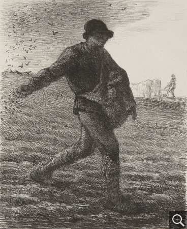 Jean-François MILLET (1814-1875), Le Semeur, 1851, lithographie, 27,3 x 19,8 cm. © Cherbourg-Octeville, musée d’art Thomas Henry / Daniel Sohier