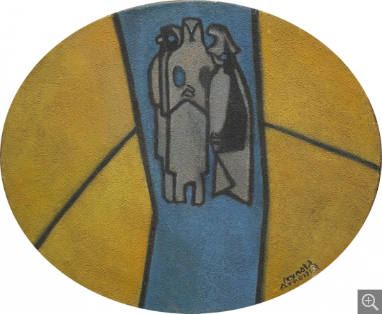 Reynold ARNOULD (1919-1980), Personnages. Etude pour les Gisants, 1953, huile sur toile, 38 x 46 cm. Le Havre, musée d’art moderne André Malraux, don Marthe Arnould, 1981. © MuMa Le Havre