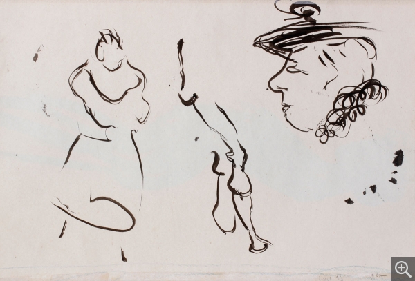 Albert MARQUET (1875-1947), Étude de personnage, tête de femme de profil (verso), ca. 1904, encre de Chine sur papier vélin, 28,5 x 18,8 cm. © MuMa Le Havre / Charles Maslard