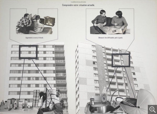 Stefen WILLATS (1943), Les problèmes de la nouvelle réalité, 1977, photographie, carton, gouache, encre, 81 x 110 cm. © MuMa Le Havre / Florian Kleinefenn