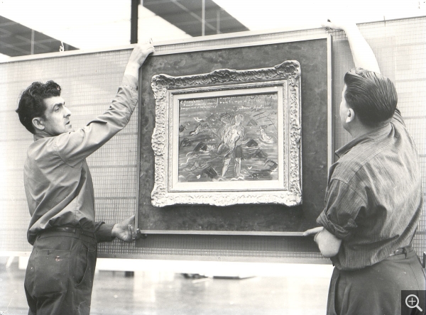 Accrochage de l'exposition Raoul Dufy, 70 œuvres léguées au musée du Havre du 29 juin au 30 septembre 1963
