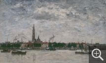 Eugène BOUDIN (1824-1898), Le port à Anvers, 1871, huile sur toile, 41 x 66 cm. Paris, musée d’Orsay, dépôt au musée des beaux-arts de Calais. © Florian Kleinefenn