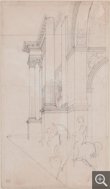 Eugène DELACROIX (1798-1863), Architectural Study for The Justice of Trajan. Rouen, musée des beaux-arts. © Agence Albatros / Collection Musée des Beaux-Arts de Rouen