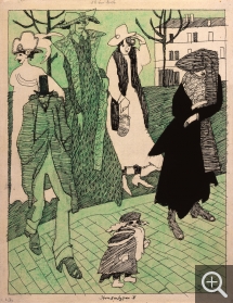 Lyonel FEININGER (1871-1956), Urban Types II, 1908, quill, Indian ink and watercolour on paper, 25.1×19 cm. Private collection. © Maurice Aeschimann — © ADAGP, Paris, 2015