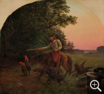 Lorenz FROLICH (1820-1908), Scène de la mythologie nordique : le roi Svafur force les nains Durin et Dvalin à lui promettre l’épée Tirfing, 1839, huile sur toile, 47 x 53,5 cm. . © A. Leprince