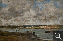 Eugène BOUDIN (1824-1898), Le passage du bac à Plougastel, ca. 1869-1872, huile sur toile, 31,5 x 46,4 cm. © MuMa Le Havre / Florian Kleinefenn