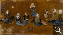 Eugène BOUDIN (1824-1898), Pêcheuses de Berck, ca. 1881-1887, huile sur bois, 14,4 x 25,9 cm. © MuMa Le Havre / Florian Kleinefenn