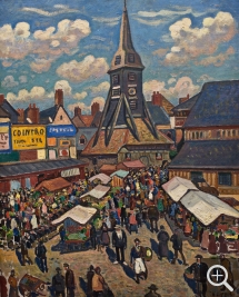 Henri Liénard de SAINT-DÉLIS (1878-1949), Market in Honfleur, oil on canvas, 81 x 65 cm. © MuMa Le Havre / David Fogel