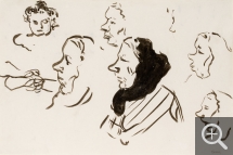 Albert MARQUET (1875-1947), Six têtes de femme dont trois avec fichu, encre sur papier. Collection Senn-Foulds. © MuMa Le Havre / Florian Kleinefenn