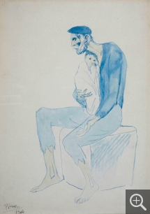 Pablo PICASSO (1881-1973), Le mendiant, 1904, aquarelle sur papier, 36 x 26 cm. © MuMa Le Havre / Charles Maslard — © Succession Picasso, 2013