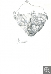Adrien, extrait du cahier de caricatures - espace de découverte de l’exposition « Lyonel Feininger, l'arpenteur du monde ». © Droits réservés