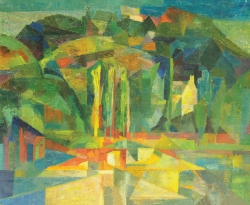 Reynold ARNOULD (1919-1980), Paysage de Pont-Aven (présenté au 37e Salon d’automne de Paris, 1945), huile sur toile, 50 x 61 cm. Rouen, musée des Beaux-Arts. Inv. 1980.16.21. © cliché G. Rot
