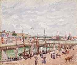 Camille PISSARRO (1831-1903), Darse de pêche, Dieppe, temps gris, pluie, 1902, huile sur toile. © Worcester Art Museum, Stoddard Acquisition Fund in memory of Mr and Mrs Robert W. Stoddard