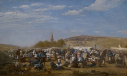 Eugène BOUDIN (1824-1898), Le Pardon de Sainte-Anne-la-Palud au fond de la baie de Douarnenez (Finistère), 1858, huile sur toile, 87 x 146,5 cm. © MuMa Le Havre / Florian Kleinefenn