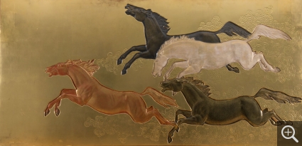Jean DUNAND (1877-1942), Taming the Horse, ca. 1935, lacquer panel, 80 x 170 cm. © MuMa Le Havre / Charles Maslard