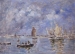 Eugène BOUDIN (1824-1898), Barques et estacade, 1890-1897, huile sur toile, 40 x 55 cm. © MuMa Le Havre / Florian Kleinefenn