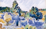 Henri Edmond CROSS (1856-1910), Etude pour « Paysage de Bormes », 1907, aquarelle sur papier vélin, 16 x 23 cm. collection particulière ©Wilson Graham