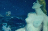 Détail Paul-Alex DESCHMACKER (1889-1973), La Grande Sirène Bleue, oil on canvas, 211 x 121 cm. . © Musée La Piscine (Roubaix), Dist. RMN-Grand Palais / Arnaud Loubry