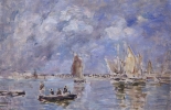 Eugène BOUDIN (1824-1898), Boats and Breakwater, 1890-1897, oil on canvas, 40 x 55 cm. © MuMa Le Havre / Florian Kleinefenn