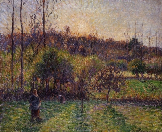 Camille PISSARRO (1831-1903), Soleil levant à Éragny, 1894, huile sur toile, 38,3 x 46 cm. © MuMa Le Havre / Florian Kleinefenn