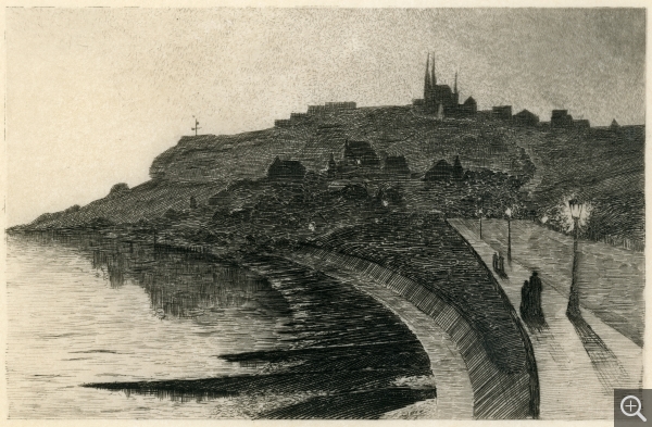 Gaston Prunier, Sainte-Adresse, Eau-forte tirée de l’album À travers Le Havre, effets de soir et de nuit, , Le Havre,1892 bibliothèque municipale. © Le Havre