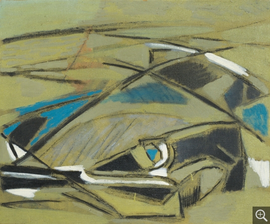 Reynold ARNOULD (1919-1980), DS-Citroën, vers 1955, fusain et gouache sur papier, 35 x 60 cm. Paris, courtesy Galerie gimpel & müller. © cliché S. Nagy