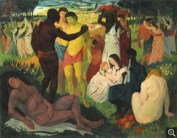 Reynold ARNOULD (1919-1980), La Paix, qui rapproche les peuples, ramène l’abondance à la terre et donne la joie de vivre (premier Grand Prix de Rome), 1939, oil on canvas, 114 x 146 cm. . © All rights reserved