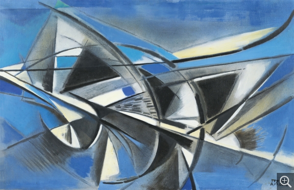 Reynold ARNOULD (1919-1980), Mouvement I, vers 1958-1959, huile sur toile, 89 x 146 cm. Collection Patrimoine Air France. Inv. T.3/2011.2.351. © cliché S. Nagy