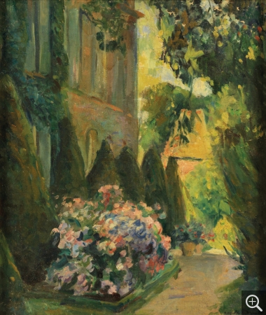 Reynold ARNOULD (1919-1980), La Maison de J.-É. Blanche à Offranville, renommé Maison de jardin, 1935, huile sur toile, 54,8 x 45,8 cm. Rouen, musée des Beaux-Arts. Inv. 1980.16.17. © Réunion des musées métropolitains Rouen Normandie, cliché Y. Deslandes