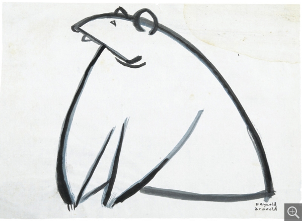 Reynold ARNOULD (1919-1980), Sans titre, ours (mascotte de l’université de Baylor), vers 1950, , 18 x 25 cm. . © cliché S. Nagy