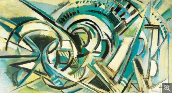 Reynold ARNOULD (1919-1980), Étude préparatoire pour Propulsion, décoration du paquebot France, vers 1960-1961, oil on hardboard, 99 x 180 cm. . © cliché S. Nagy