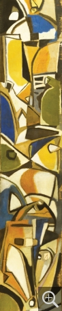 Reynold ARNOULD (1919-1980), Sans titre, grand totem automobile jaune, vers 1955, huile sur toile, 400 x 60 cm. Collection Rot-Vatin. © cliché S. Nagy