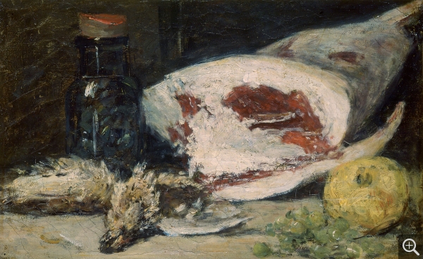 Eugène BOUDIN (1824-1898), Nature morte au gigot, ca. 1859, oil on canvas, 22.3 x 35.5 cm. . © Honfleur, musée Eugène Boudin / Henri Brauner