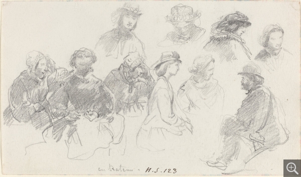Eugène BOUDIN (1824-1898), Passagers à bord d'un bateau, mine de plomb, 8 x 13,9 cm. Gift of the Christian Humann Foundation. © Washington, National Gallery of Art
