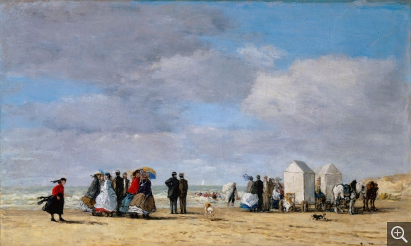 Eugène BOUDIN (1824-1898), The Beach at Trouville, 1865, oil on canvas, 38 x 62.8 cm. . © Princeton, University Art Museum