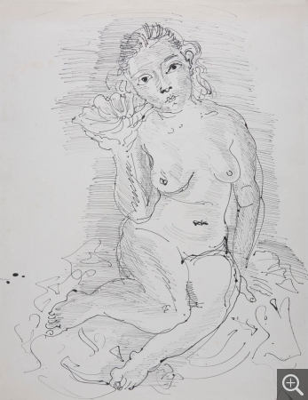 Raoul DUFY (1877-1953), Amphitrite, 1929, plume et encre sur papier, 66,5 x 50,5 cm. Le Havre Musée d’art moderne André Malraux, legs de Mme Raoul Dufy, 1963. © 2005 MuMa Le Havre / Florian Kleinefenn © ADAGP Paris 2019