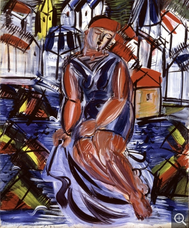 Raoul DUFY (1877-1953), Baigneuse, vers 1950, huile sur contreplaqué, 26,3 × 21,7 cm. Calais, musée des Beaux-Arts, dépôt du Centre Pompidou, MNAM-CCI, legs de Mme Raoul Dufy, 1963. © ADAGP Paris 2019