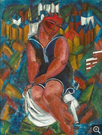 Raoul DUFY (1877-1953), La Grande Baigneuse, 1914, huile sur toile, 245 × 182 cm. Coll. part., en dépôt à Bruxelles, musées royaux des Beaux-Arts de Belgique. © Musées royaux des Beaux-Arts de Belgique, Bruxelles/photo : J. Geleyns-Art Photography © ADAGP, Paris 2019