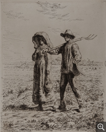 Jean-François MILLET (1814-1875), Le Départ pour le travail, 1863, eau forte, 50 x 38,2 cm. © Cherbourg-Octeville, musée d’art Thomas Henry / Daniel Sohier