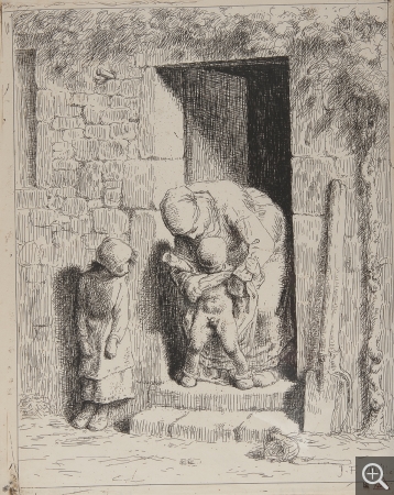 Jean-François MILLET (1814-1875), Maternal Care, 1862, glass print, 30 x 24 cm. © Cherbourg-Octeville, musée d’art Thomas Henry / Daniel Sohier