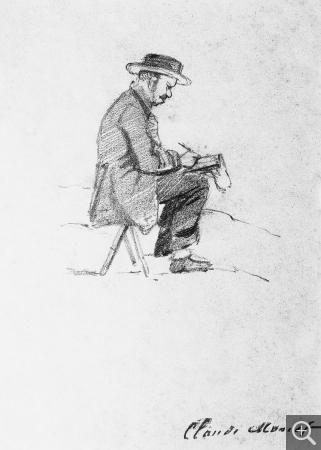 Claude MONET (1840-1926), Portrait présumé d'Eugène Boudin, crayon noir, 30 x 22 cm. Don Michel Monet, 1956. © Honfleur, musée Eugène Boudin / Henri Brauner