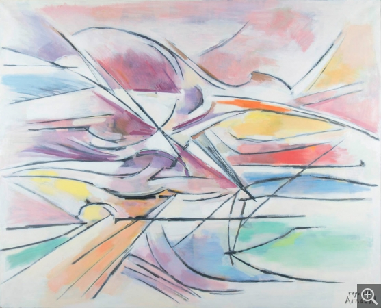 Reynold ARNOULD (1919-1980), Espace, 1962, huile sur toile, 129 x 160 cm (avec cadre). Le Havre, musée d'art moderne André Malraux, don d'un collectionneur privé, 1989. © 2015 MuMa Le Havre / Charles Maslard