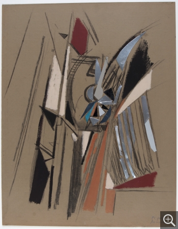 Reynold ARNOULD (1919-1980), Turbo-réacteur, vers 1958-1959, gouache, 52 x 66 cm. Le Havre, musée d’art moderne André Malraux, don Marthe Arnould, 1981. © 2015 MuMa Le Havre / Charles Maslard