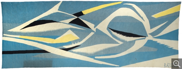 Reynold ARNOULD (1919-1980), La Vague, 1961, tapisserie d’Aubusson (lissier : Olivier Pinton), 215 x 575 cm. Le Havre, musée d’art moderne André Malraux. Don de l’artiste et du lissier, 1961. © 2016 MuMa Le Havre / Charles Maslard