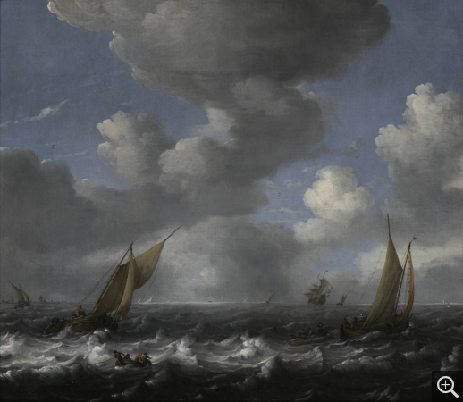 Ludolf  BACKHUYSEN (1630-1708), Marine, 2nde moitié du XVIIe siècle, huile sur toile, 84,5 x 97,3 cm. MuMa Le Havre, Musée d’art moderne André Malraux. © MuMa Le Havre / Florian Kleinefenn