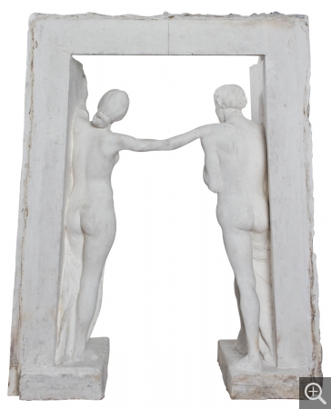 Albert BARTHOLOMÉ (1848-1928), Seconde maquette pour le Monument aux morts - Porte de l'au-delà, ca. 1895, plâtre, 84 x 68,5 x 40 cm. © MuMa Le Havre / Charles Maslard