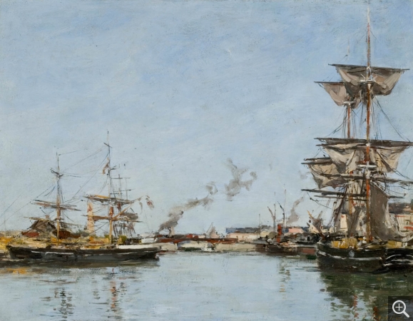 Eugène BOUDIN (1824-1898), Le Bassin de Deauville, ca. 1887, huile sur bois, 32 x 41 cm. © MuMa Le Havre / Florian Kleinefenn